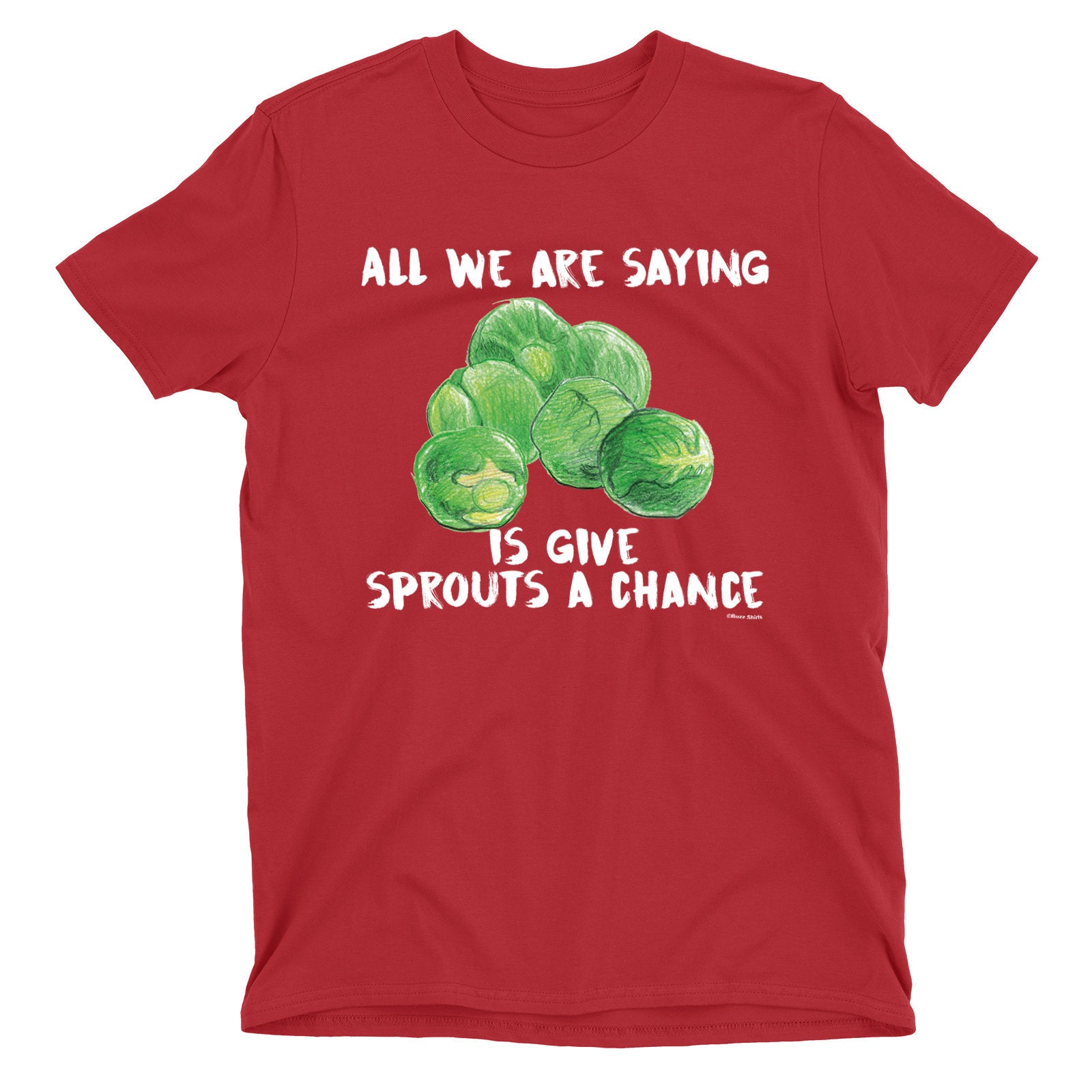 Image of Give Sprouts A Chance - Unisex Christmas Organic Cotton T-Shirt Funny Xmas Dinner Greens Festive Clothing