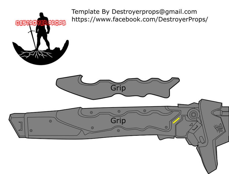 Overwatch prop digital blueprint Genji's Sword Dagger Etsy