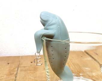 Tea Infuser Walrus Sea Cow Mannatees, tea strainer, herb mesh ball, letter monogram personalized Etsy gift girls present birthday joke fun