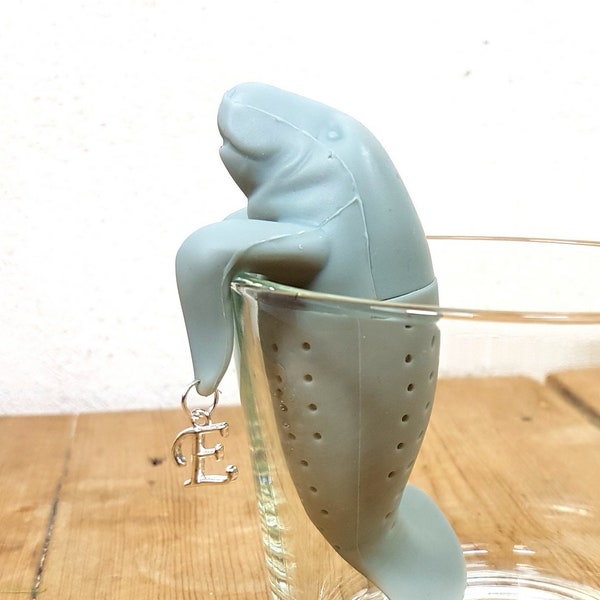 Tea Infuser Walrus Sea Cow Mannatees, tea strainer, herb mesh ball, letter monogram personalized Etsy gift girls present birthday joke fun