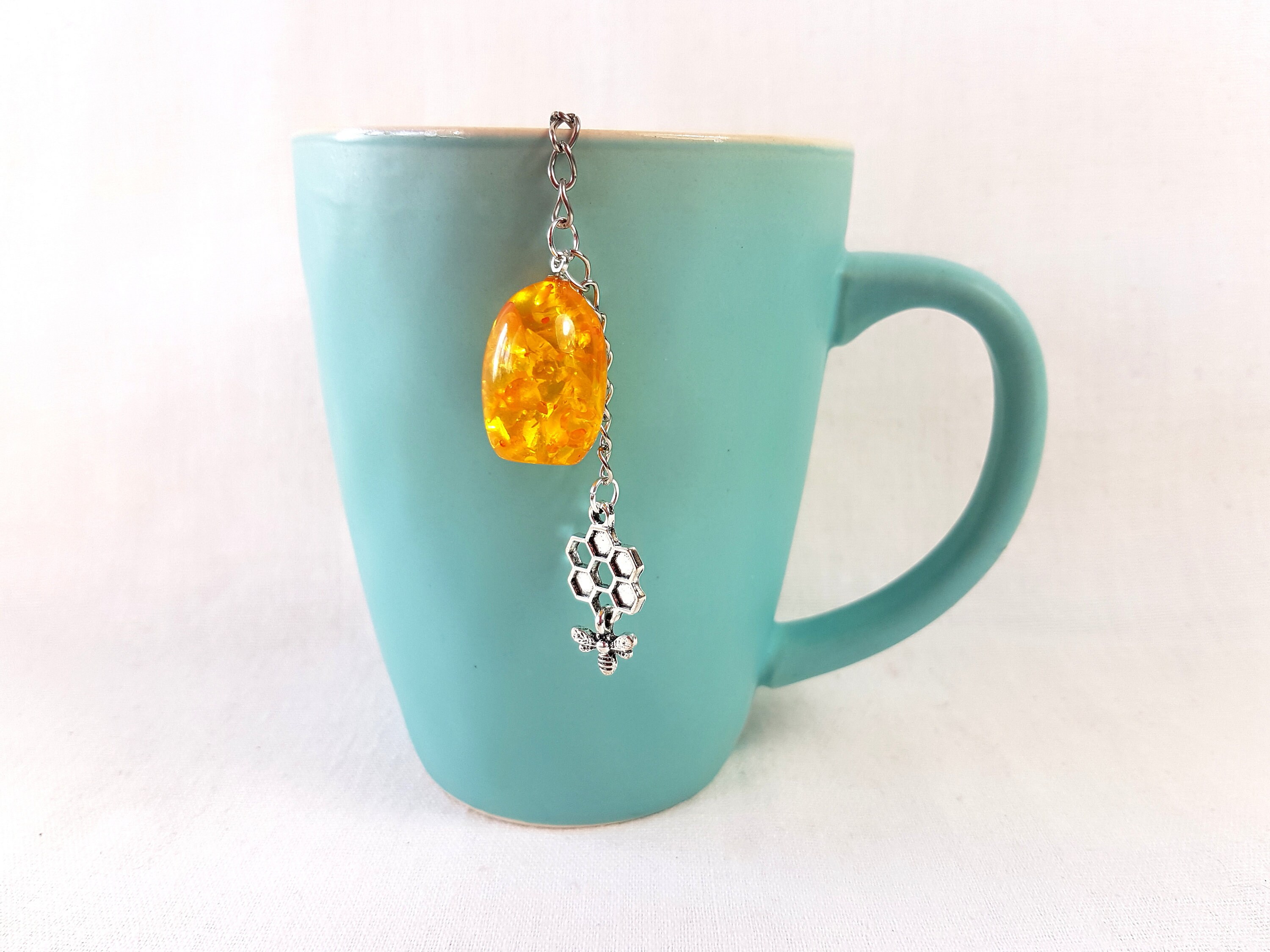 Infuseur de Thé avec Pendentif Perles Bee et Couleur Miel, Passoire Maker Ball Steeper Coeur, Feuill