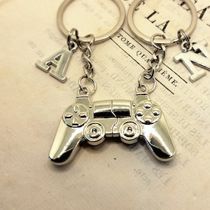 Game Controller keychain, Gamepad Joystick Keyring, Set of 2, for best friends, Couples Magnetic Game Console Personalized initial