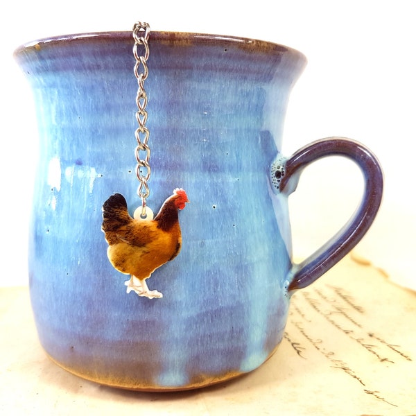 Chicken Cock Tea Infuser Ball, loose leaves,  Mesh Strainer, unique present, pet lover, tea drinker gift, organic herbal charm boho farm