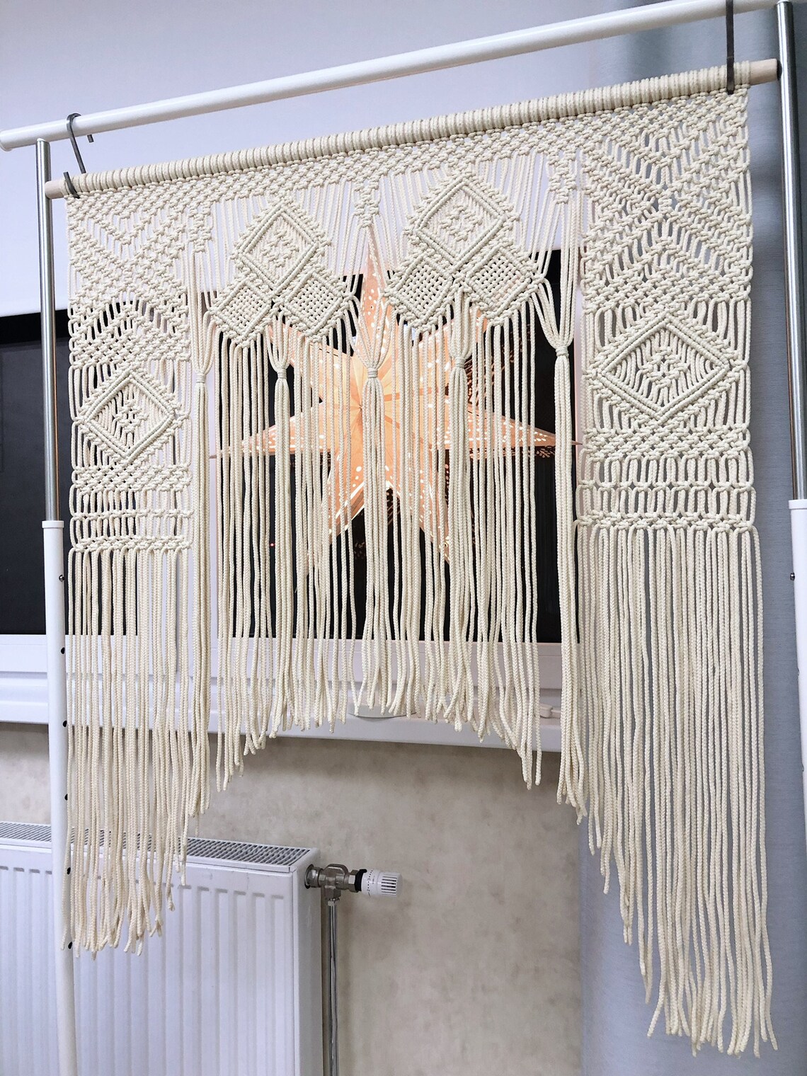 Macrame Window Curtain Large Macrame Wall Hanging Macrame Etsy