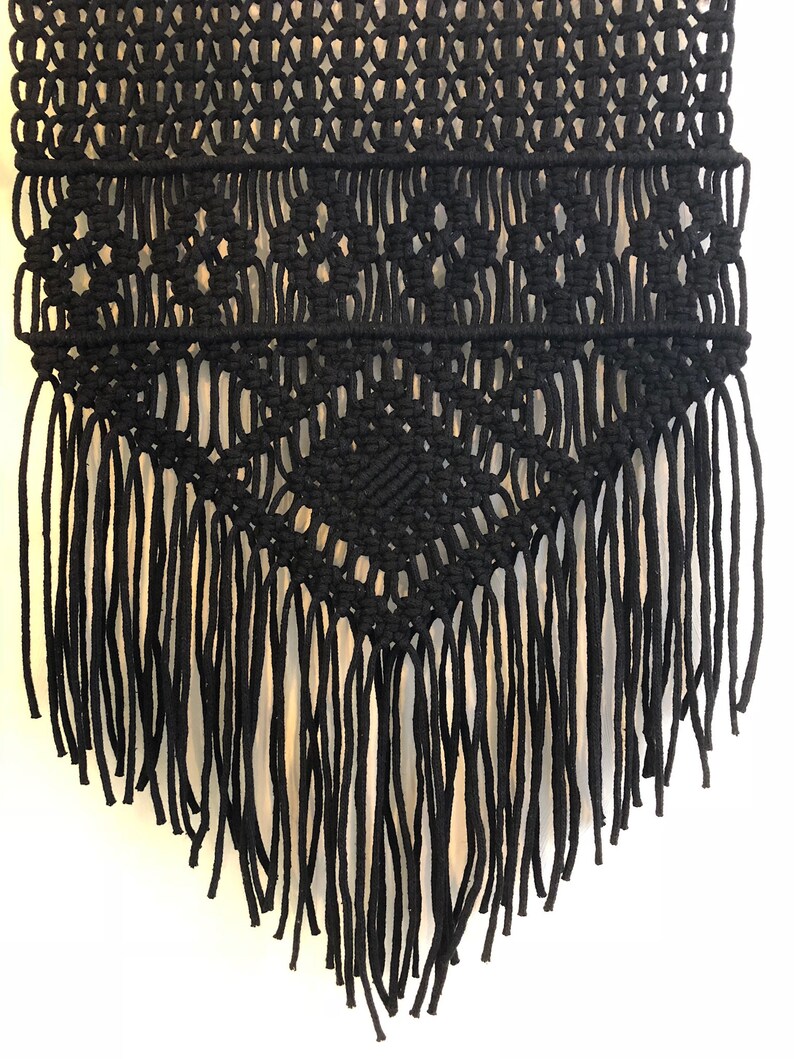 Large Macrame Wall Hanging Black and White Modern Macrame Etsy