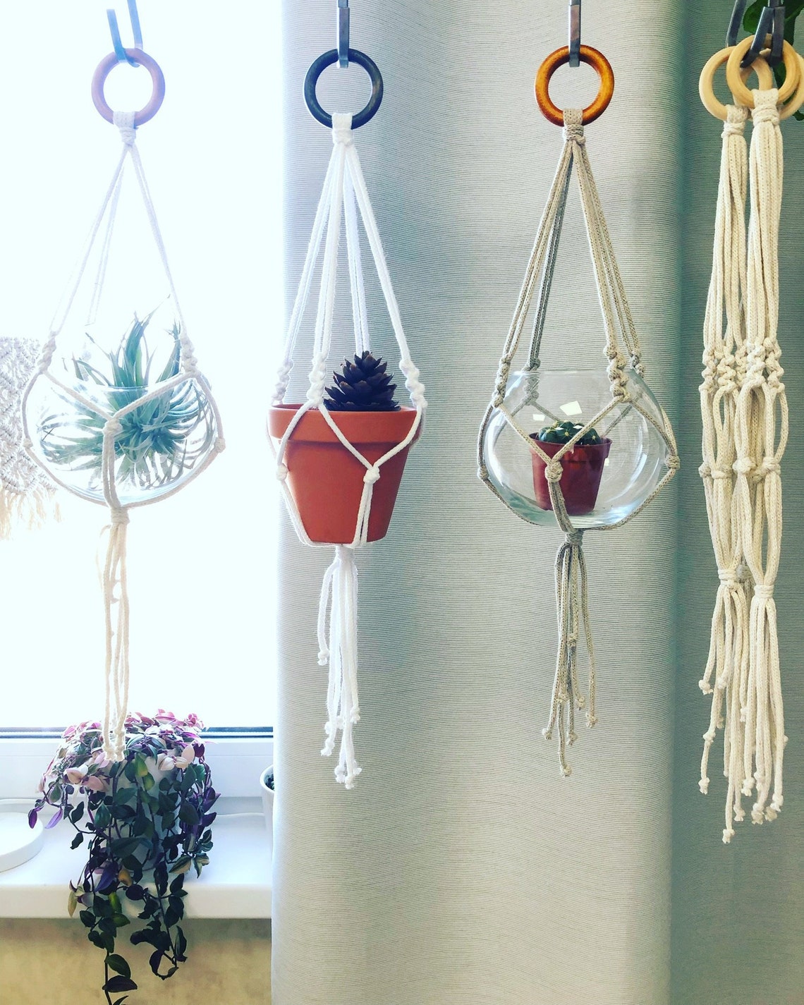 16 Mini Macrame Plant Hanger For Auto Small Macrame Planter Etsy