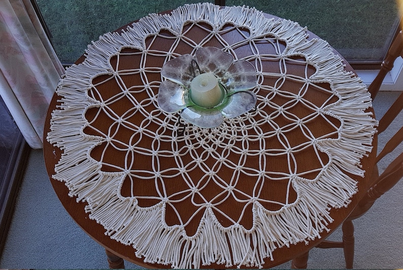 Round Macrame Table Cloth Wedding Table Runner Cotton Boho Etsy