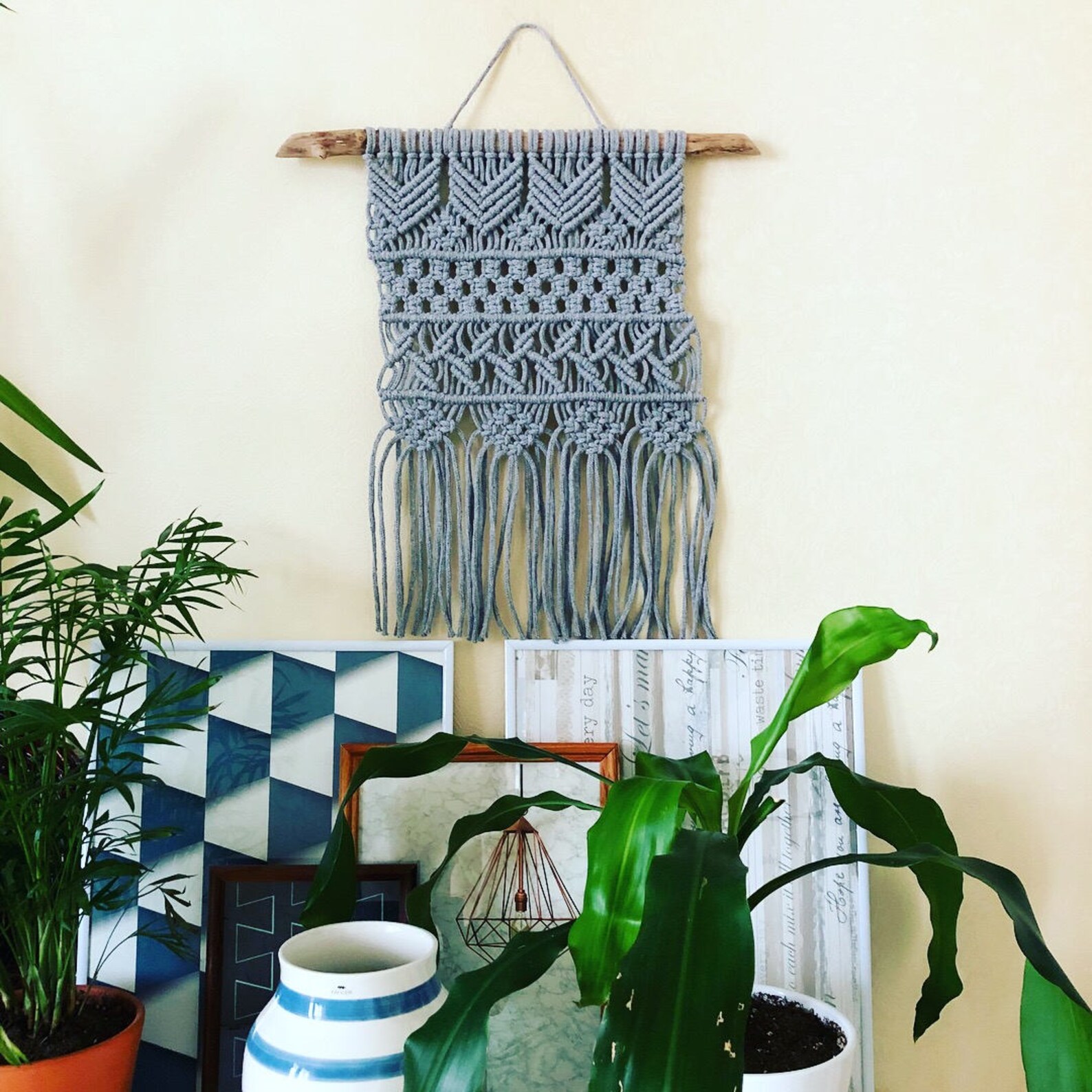 Small Macrame Wall Hanging Minimalist Modern Macrame Art Etsy