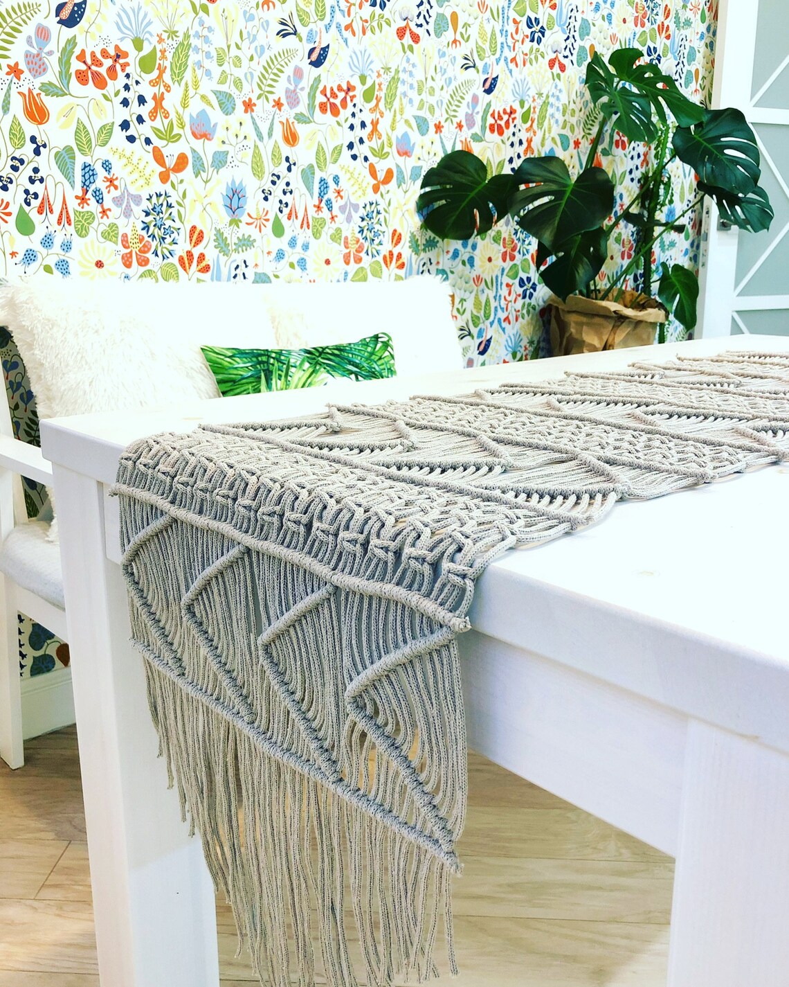 Macrame Wedding Table Runner Cotton Boho Table Cloth Etsy