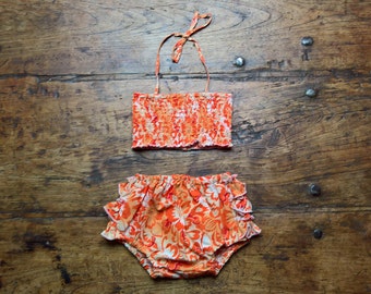 Orange sorbet sunsuit, pure cotton