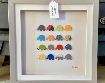 Elephants 3D wall art, Elephant Picture, Nursery Wall art, Gift for new baby, Baby shower gift