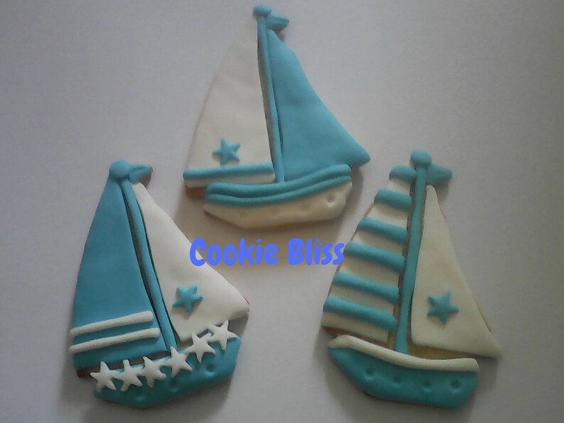12 Sailboats Newborn Cookies Party Favors Baby Shower Favors Etsy