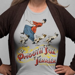 Smooth Fox Terriers Dancing with Victorian Woman Unisex t-shirt