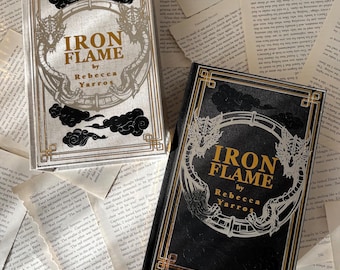Iron Flame rebind, sprayed edges, cloth bound book