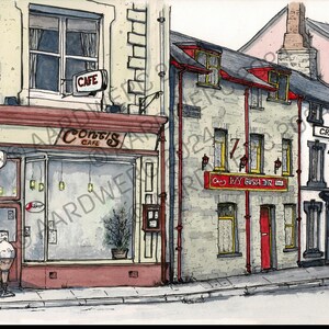 Street Watercolour Painting High Street Lampeter Digital Download