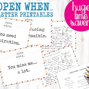 30 ABRIR CUANDO CARTA Imprimibles prefabricados... ¡Imprime al instante para ahorrar tiempo! Cubiertas de sobres, tarjetas en blanco, página de inspiración, plantilla de sobre