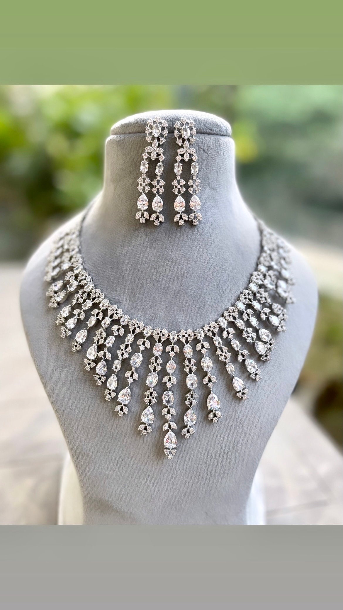 White/ Clear Diamond High Quality Necklace Setindian Bridal - Etsy