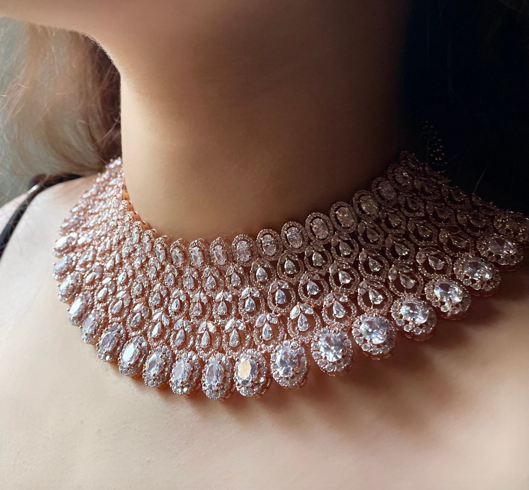 Rose gold rhinestone jewelry sale