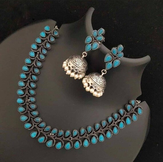 Stone studded necklace sale