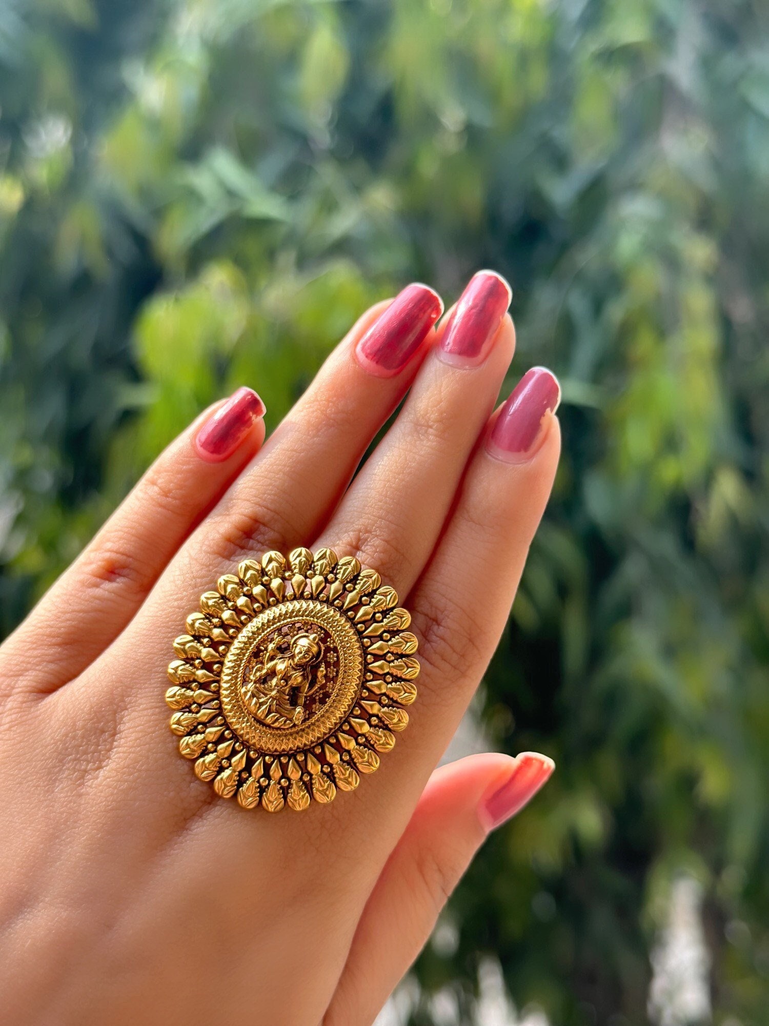 Lakshmi Devi Ring | Gold rings jewelry, Gold finger rings, Gold ring designs