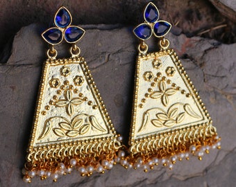 Indian jewelry,Matt gold finish earrings