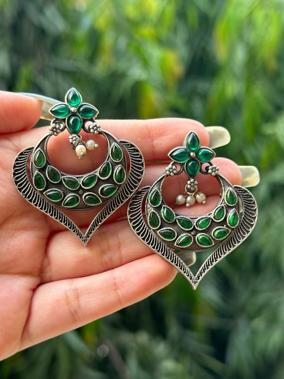 Green 2024 oxidised earrings
