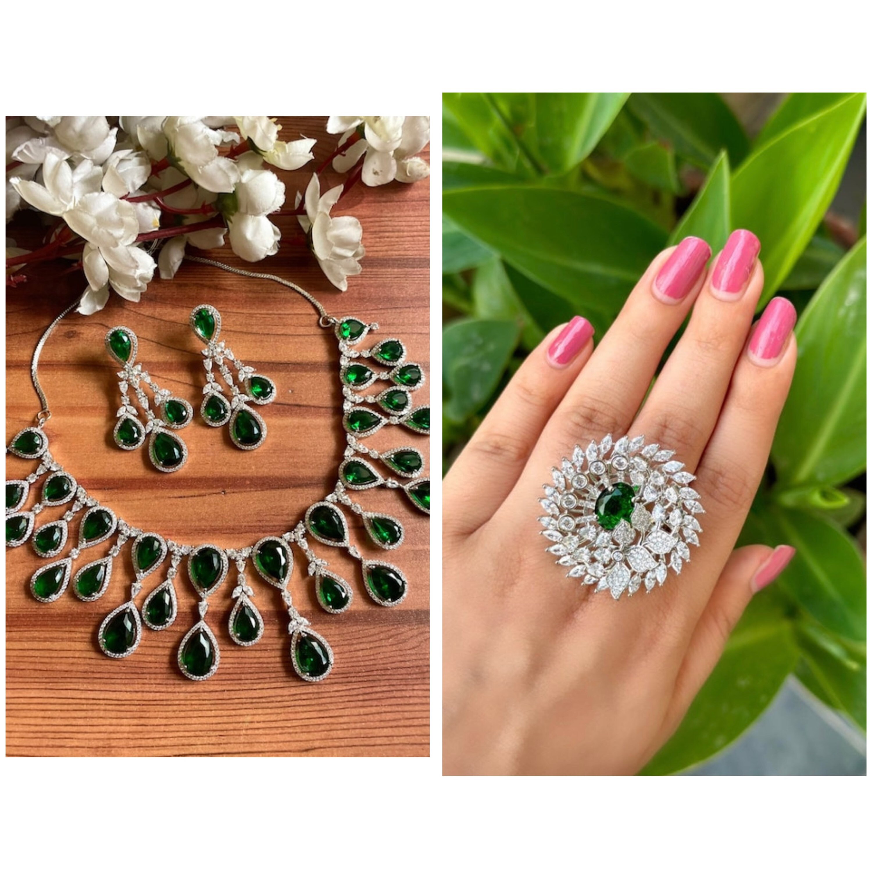 The Diana Emerald Diamond Necklace Set – SAV JEWELS