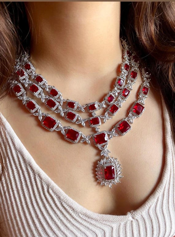 Artificial ruby necklace sets discount