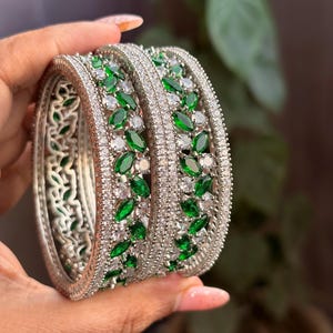 BAANI Emerald green American diamond bangle set AD bangle set of 6 ,zircon bangles,bridal,indian bangles,pakistani bangles wedding jewelery