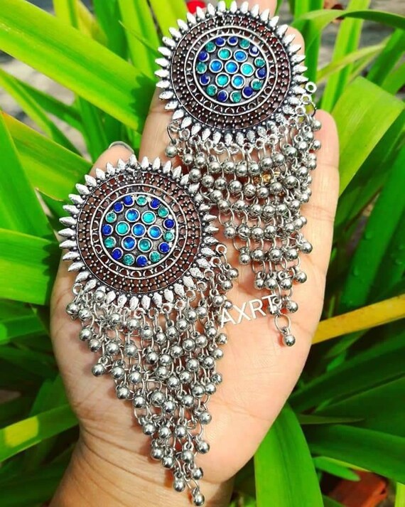 Afghani Jewellery stone Studded Earrings Afghani Earrings German