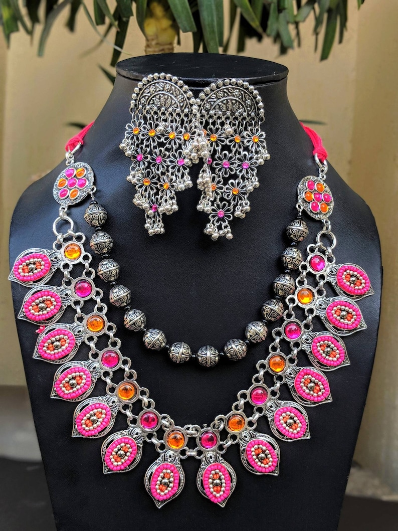 Jewelry Sets Afghani Jewelery Boho Gypsy Necklace Set Coloured Beads Necklace German Silver Jewelry