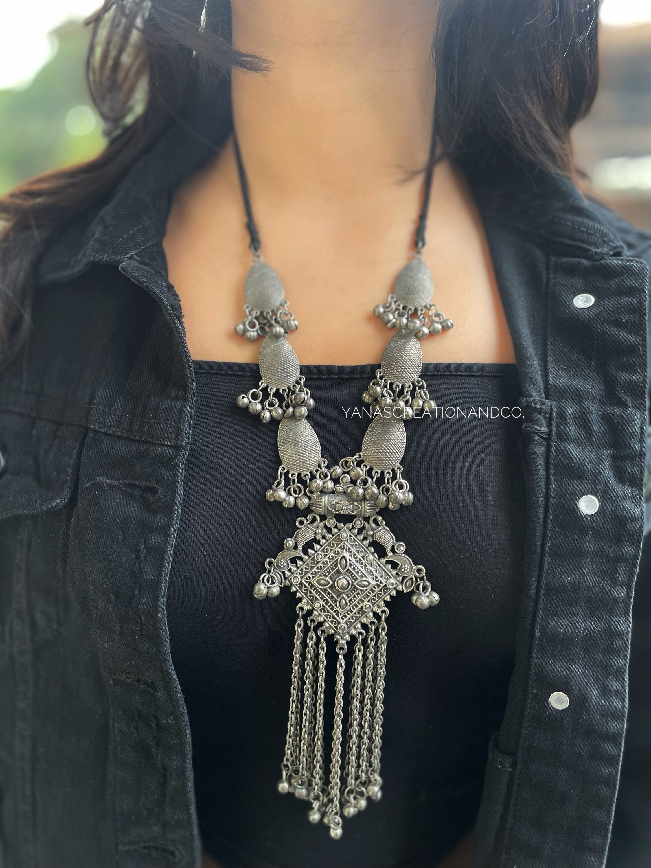 Buy Indian Jewelery Oxidised Jewellery Black Polish Necklace and Earrings Handmade Boho Gypsy Necklace Online in India Etsy