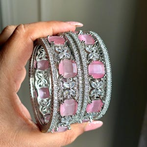 AMARA Pink colour American diamond bangle set AD bangle set of 6 ,zircon bangles,bridal,indian bangles,pakistani bangles wedding jewelery