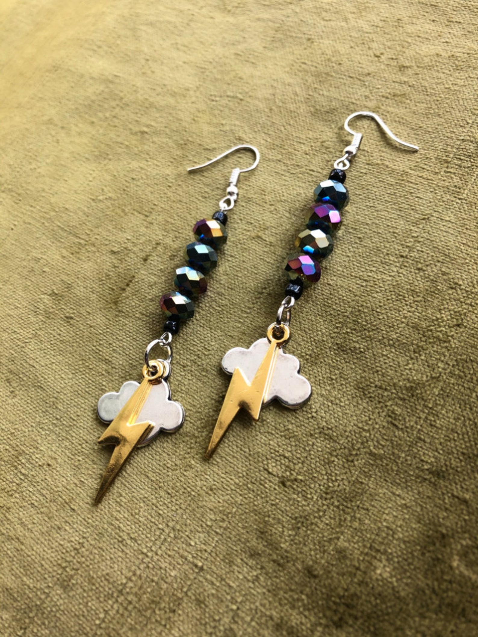 Lightning earrings silver Clearance