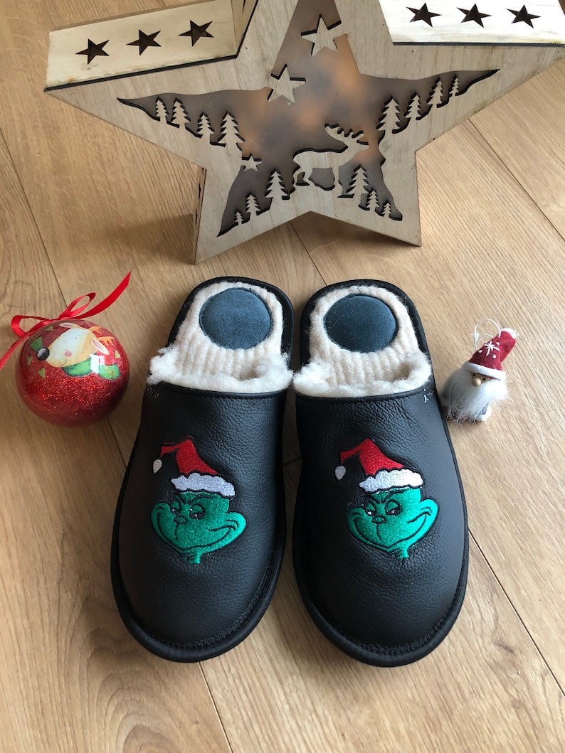 Mr Grinch slippers for men Grinch house shoes Christmas Etsy