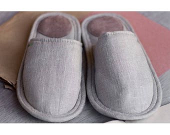 Linen slippers, men slippers, natural slippers, men home shoes, light slippers, closed toe slippers, home slippers, men house shoes