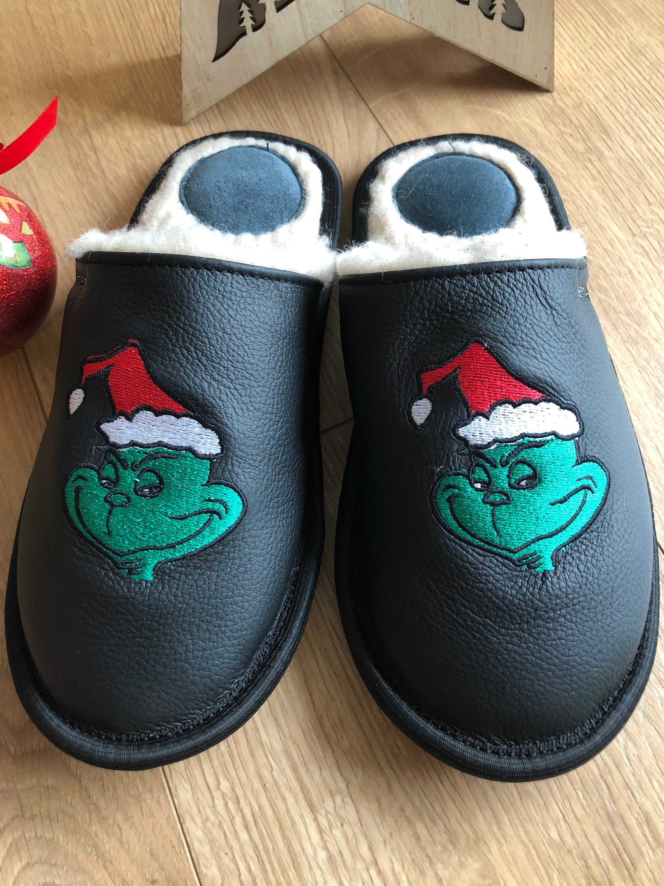 Mr Grinch slippers for men Grinch house shoes Christmas Etsy