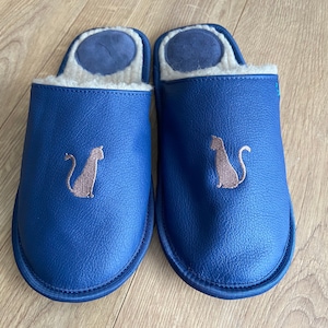 Personalized blue slippers for women, customized slippers, Mother&#39;s Day Gift, personalized Christmas gift, home shoes