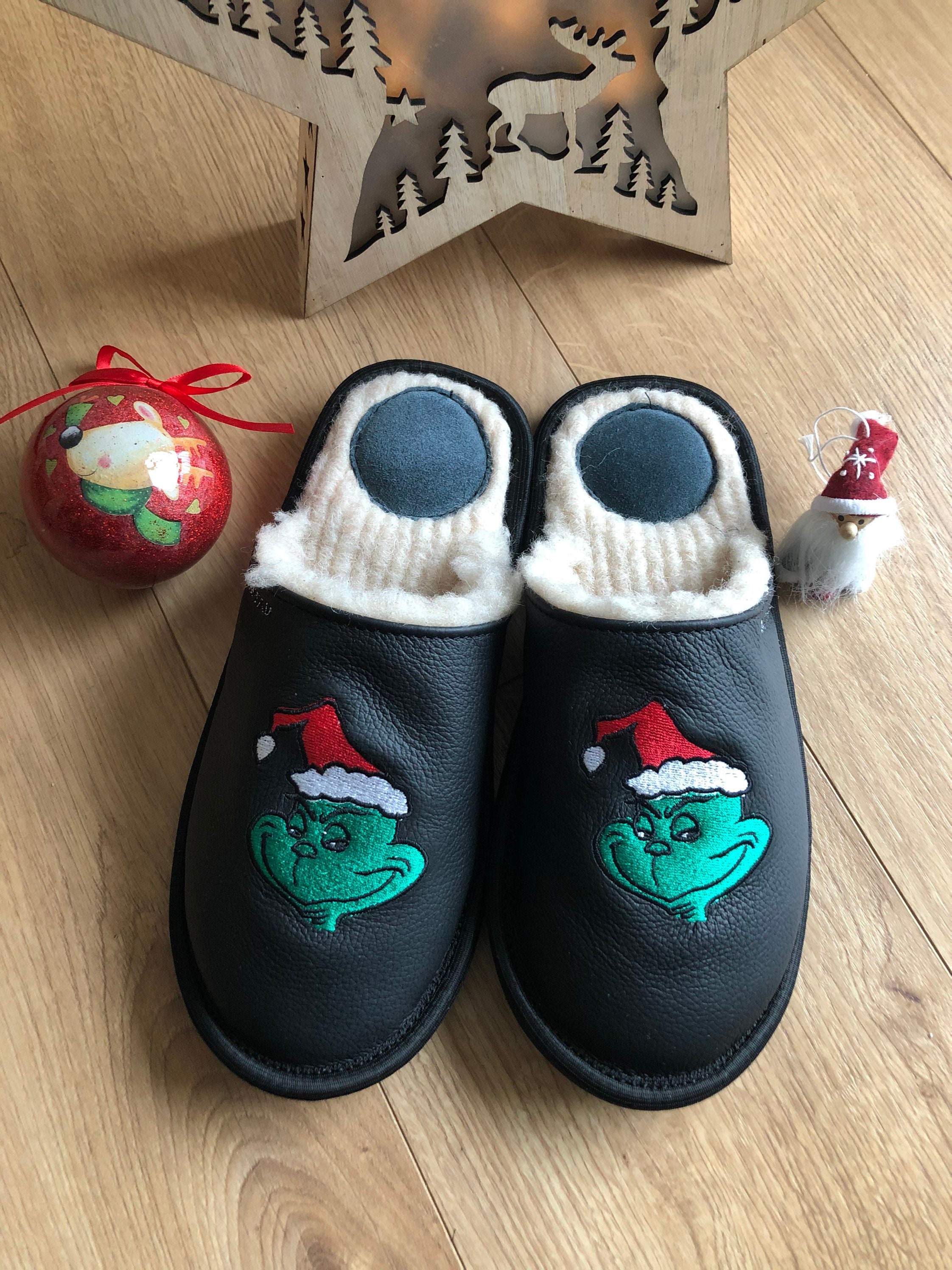 Mr Grinch slippers for men Grinch house shoes Christmas Etsy