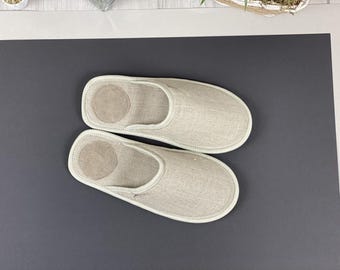 Linen slippers, men slippers, natural slippers, men home shoes, light slippers, closed toe slippers, home slippers, men house shoes