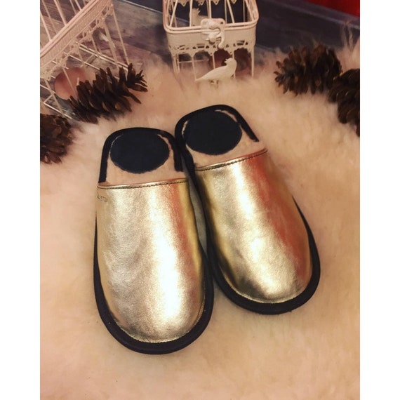 gold slippers womens