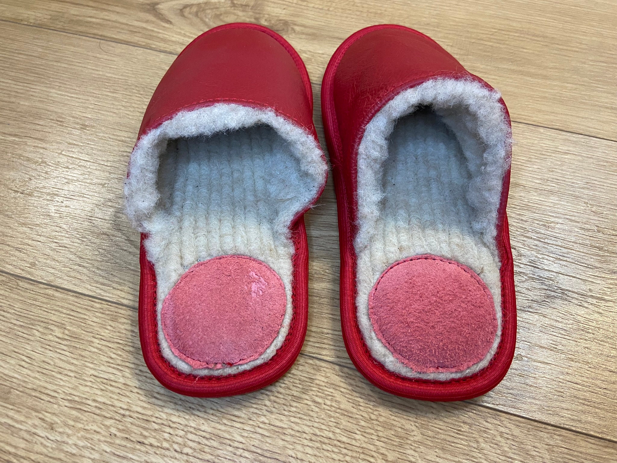 Women Slippers Red Slippers Leather Slippers Wool Slippers - Etsy