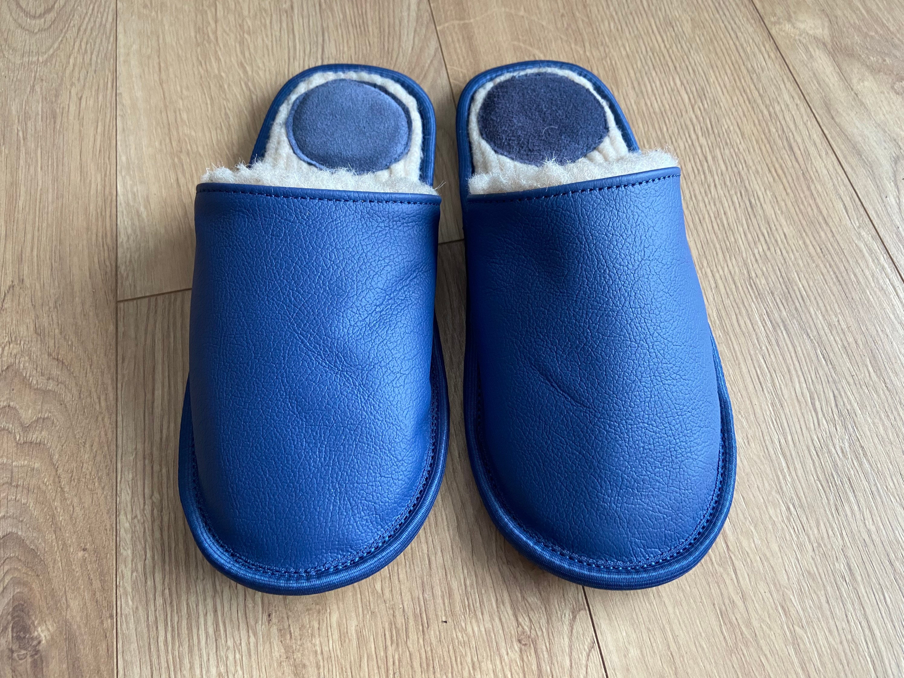 Royal Blue Scandinavian Slippers for Men Genuine Leather Warm - Etsy