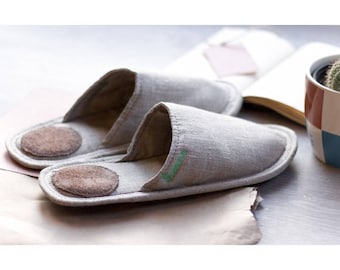 Linen slippers women, linen slides, Mother's day gift, holiday gift, gift for mom, grandma house shoe, soft sole shoe