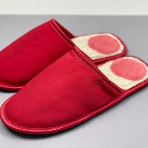 Chinelos de algodão vermelho para mulheres, chinelos de casal, sapato unissex macio, sapatos baixos, slides quentes, slides familiares