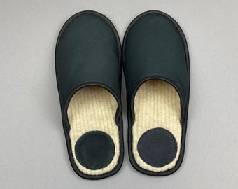 Black cotton slippers, Scandinavian man slipper, soft sole shoes, gift for him, indoor shoes