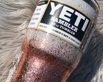 rose gold glitter yeti