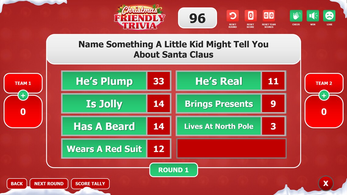 Christmas Holiday Friendly Trivia Scoreboard Customizable Etsy