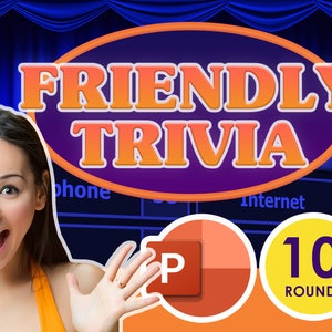Family Friendly Trivia Game Customizable PowerPoint Template - Mac PC and iPad Christmas Holiday Zoom Skype Feud Party