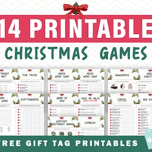 14 Christmas Holiday Games Printable Bundle - Christmas Party Games for Adults and Kids D2